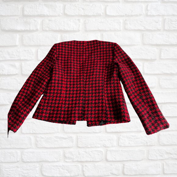 Custom Tailored Women’s Red & Black Suit Jacket | Shimmer Blazer Medium - Picture 7 of 7